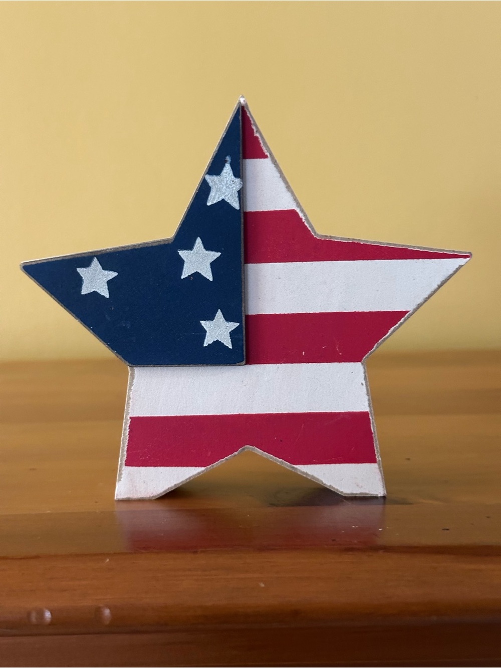 Patriotic Wooden Star Decor - Red, White & Blue